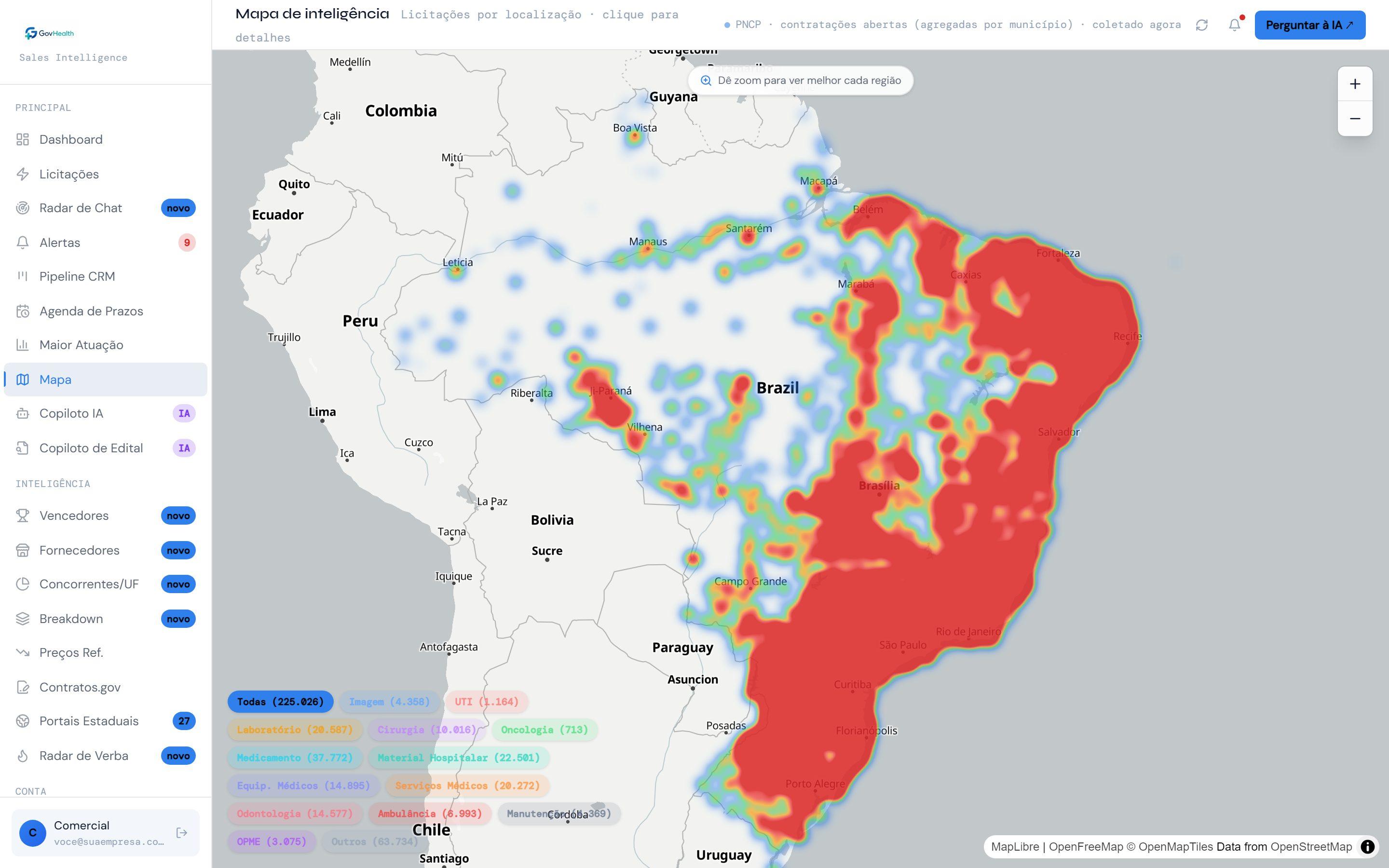 Mapa nacional de oportunidades do GovHealth